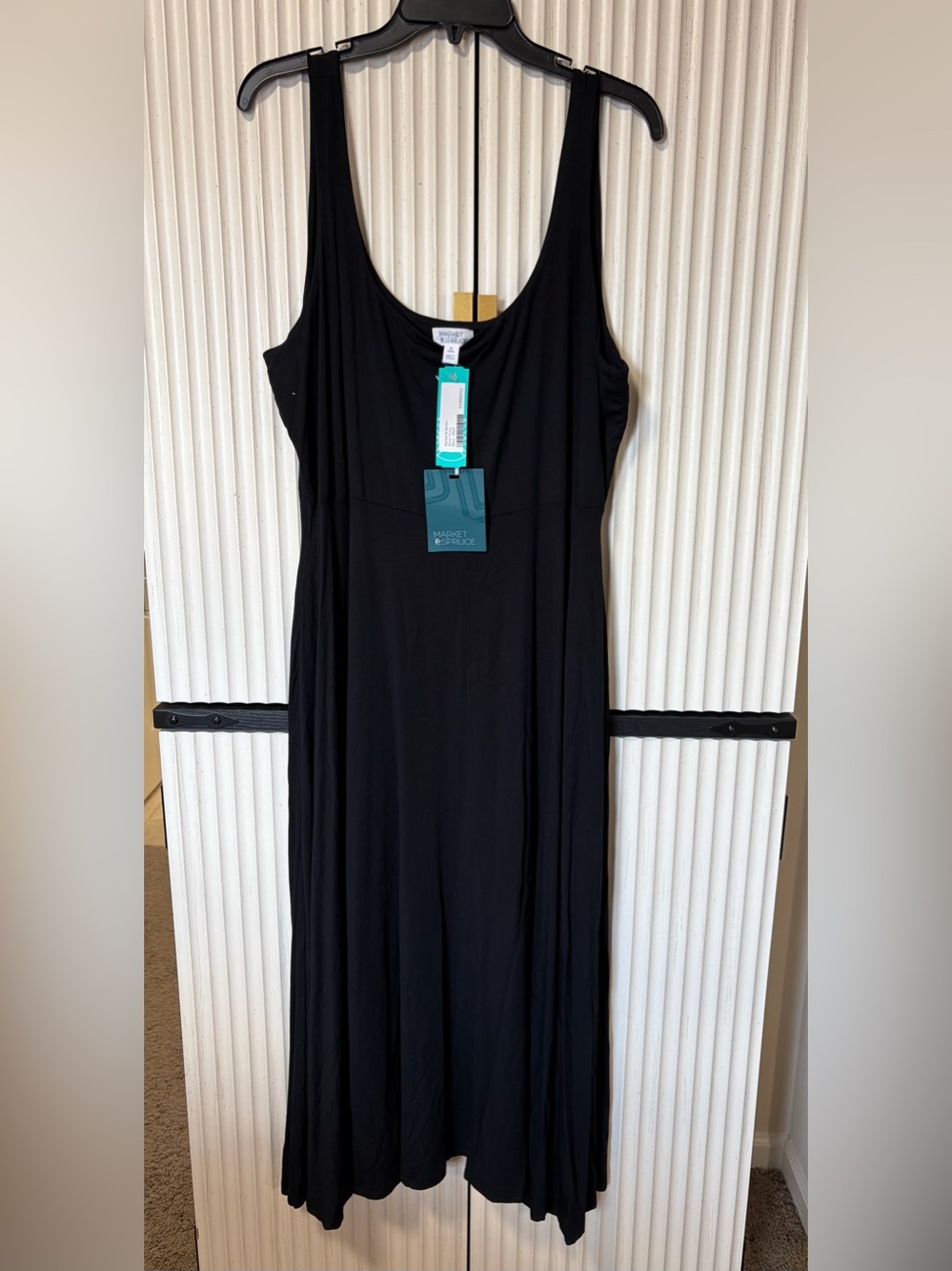 Market & Spruce Black Scoop Neck Maxi Dress with Tank Straps